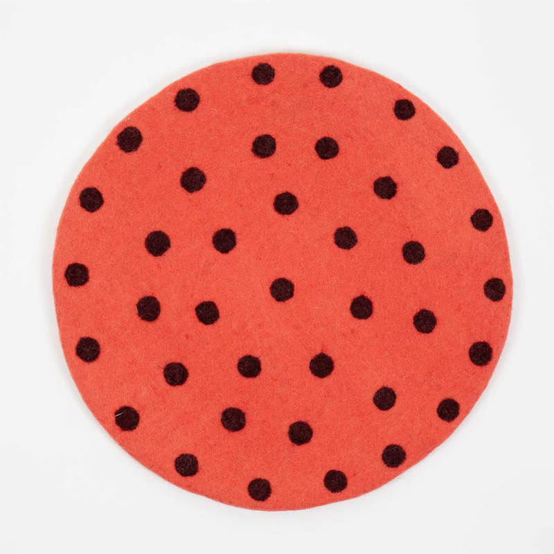 Afro Art Felt Dot Seat Pad Orange Plum
