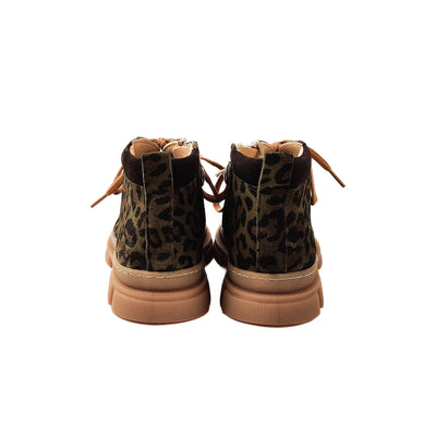 Angulus KIDS Mid Cut Sneaker With Laces And Zipper Green Leo/ Dark Brown - Studio Play