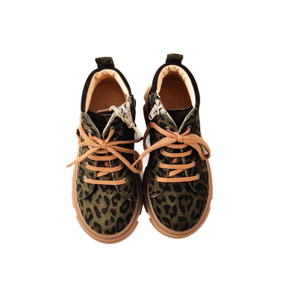 Angulus KIDS Mid Cut Sneaker With Laces And Zipper Green Leo/ Dark Brown - Studio Play