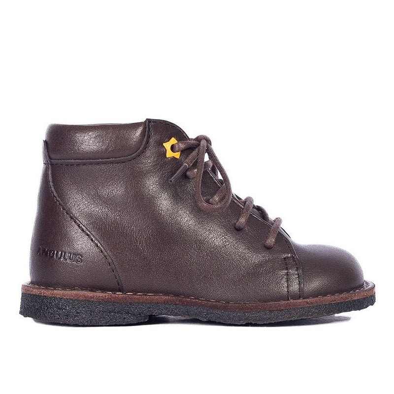 Angulus Lace - up shoe with star - shaped contrast eyelet Dark Brown - Studio Play