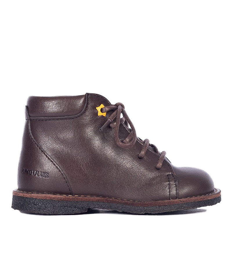 Angulus Lace-up shoe with star-shaped contrast eyelet Dark Brown