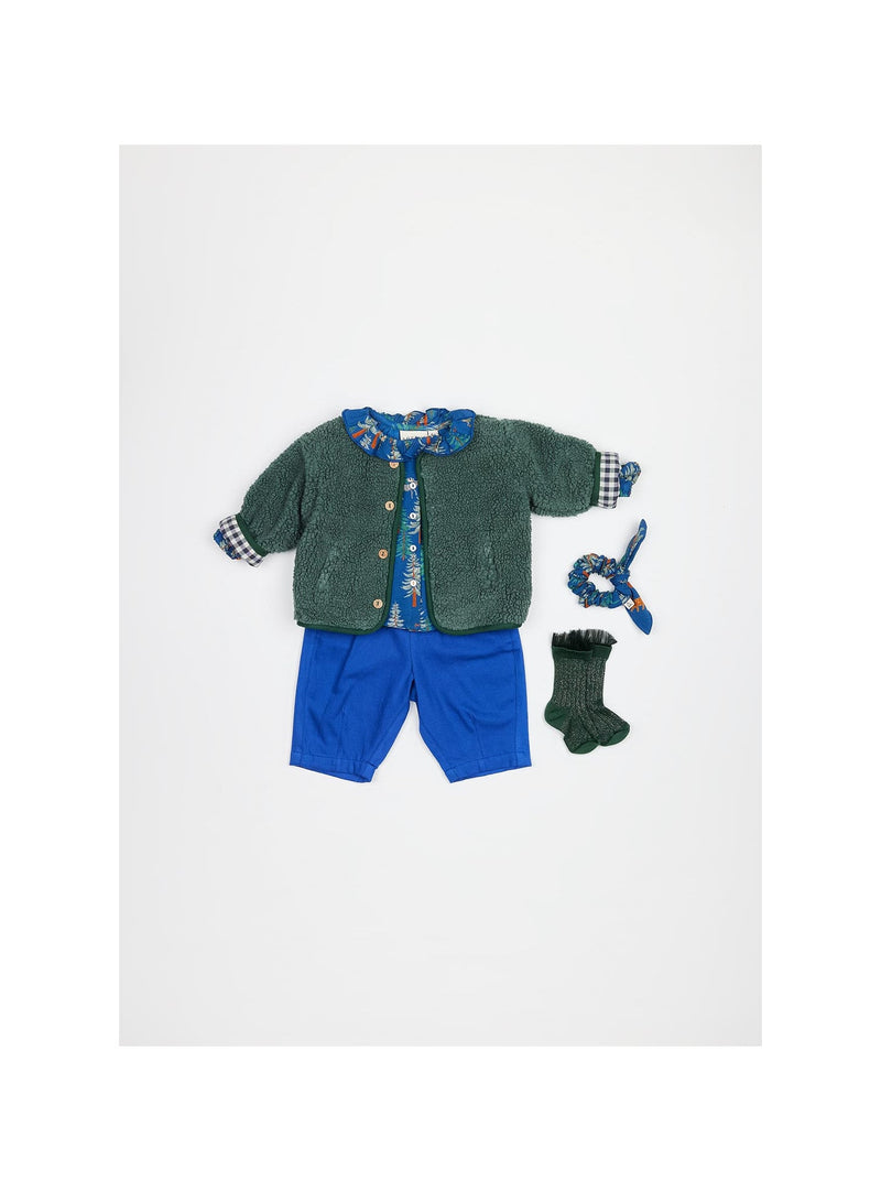 Arsène et les pipelettes Baby Gisberte Jacket Sherpa Vichy Green - Studio Play