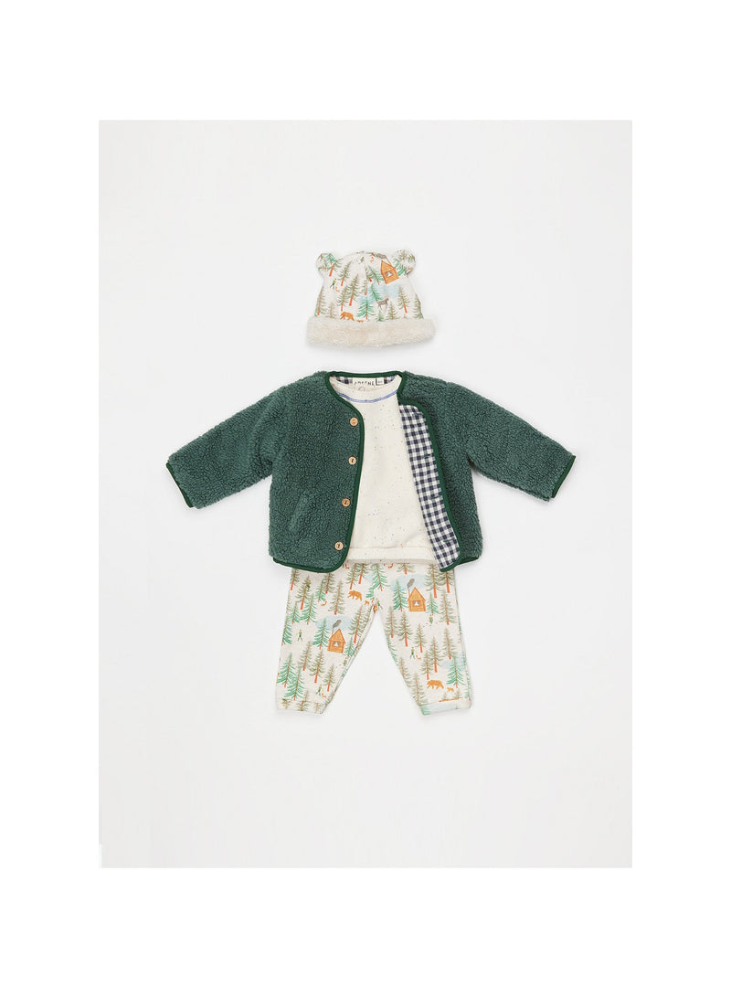 Arsène et les pipelettes Baby Gisberte Jacket Sherpa Vichy Green - Studio Play