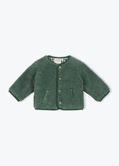 Arsène et les pipelettes Baby Gisberte Jacket Sherpa Vichy Green - Studio Play