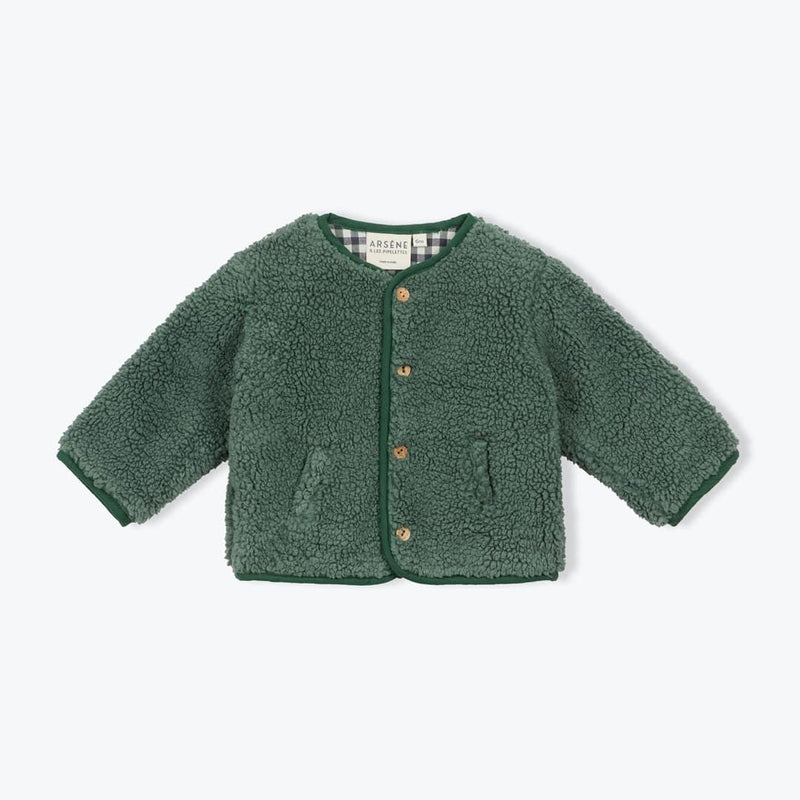 Arsène et les pipelettes Baby Gisberte Jacket Sherpa Vichy Green