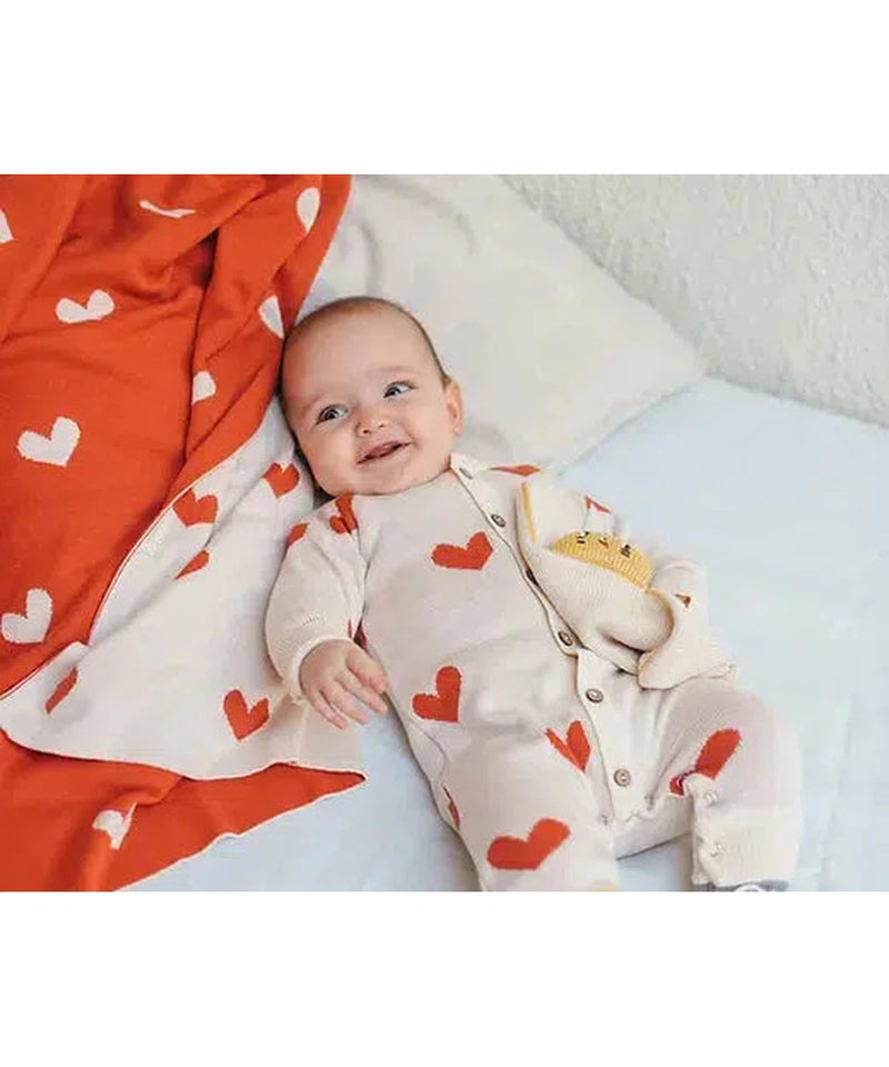 Bayiri Baby Amor Jumpsuit Milk & Red Hearts