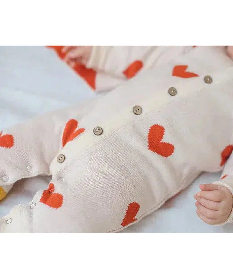 Bayiri Baby Amor Jumpsuit Milk & Red Hearts
