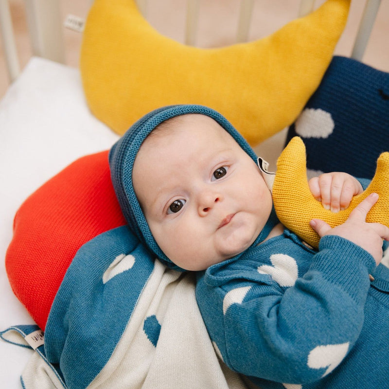 Bayiri Baby Bonnet Snail/Stripes Deep Blue/Whale Blue