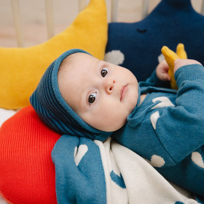 Bayiri Baby Bonnet Snail/Stripes Deep Blue/Whale Blue