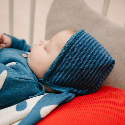 Bayiri Baby Bonnet Snail/Stripes Deep Blue/Whale Blue