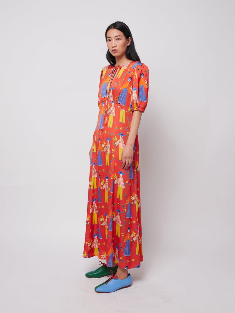 Bobo Choses ADULT Couples Print Satin Dress Red