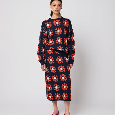Bobo Choses ADULT Flower Jacquard Midi Knitted Skirt