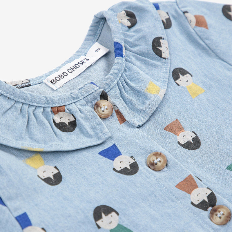 Bobo Choses Baby Game Pawns All Over Light Denim Dress