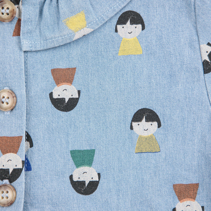 Bobo Choses Baby Game Pawns All Over Light Denim Dress