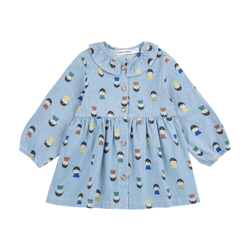 Bobo Choses Baby Game Pawns All Over Light Denim Dress