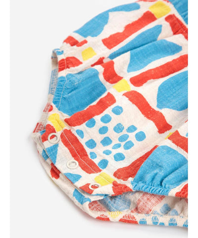 Bobo Choses Baby Geometric Game All Over Woven Romper Multicolor