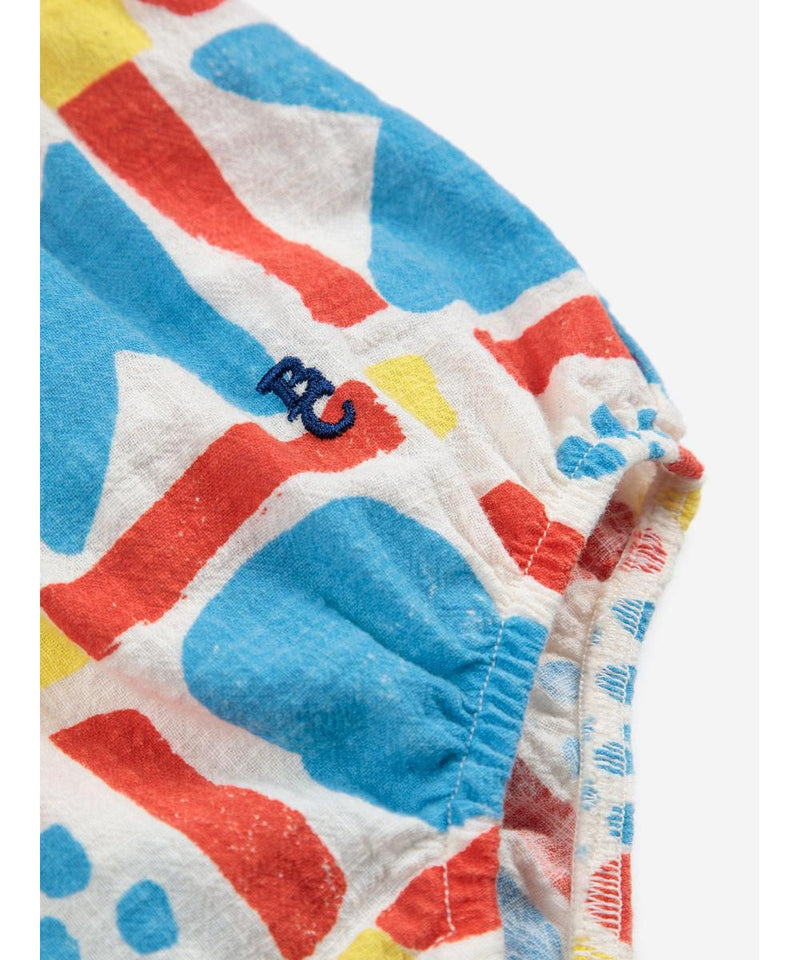 Bobo Choses Baby Geometric Game All Over Woven Romper Multicolor