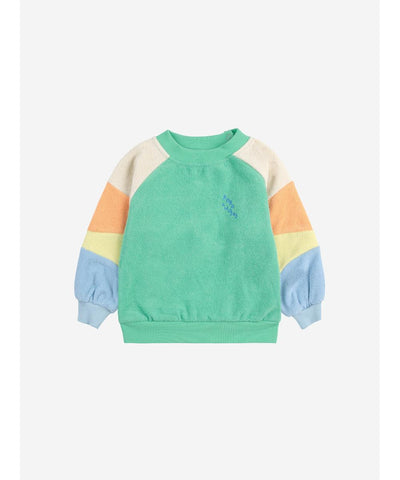 Bobo Choses Baby Green Color Block Terry Cloth Sweater