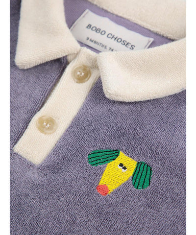 Bobo Choses Baby Happy Dog Terry Cloth Polo Navy Blue
