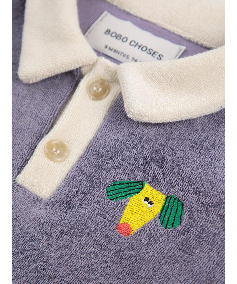 Bobo Choses Baby Happy Dog Terry Cloth Polo Navy Blue
