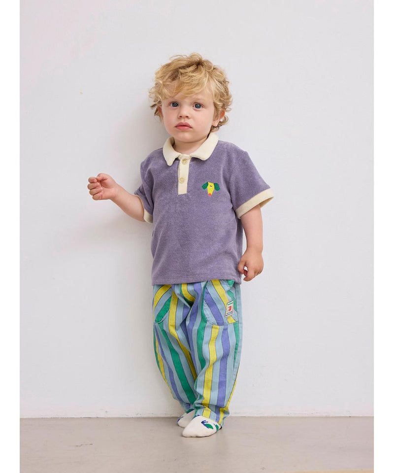 Bobo Choses Baby Happy Dog Terry Cloth Polo Navy Blue