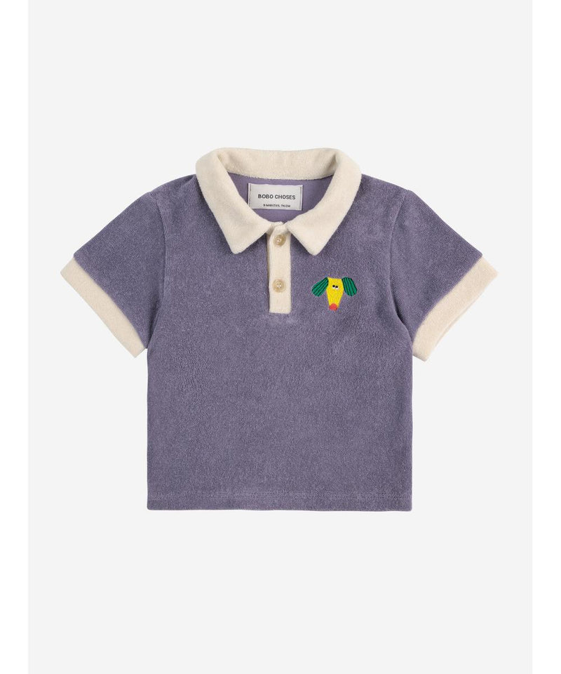 Bobo Choses Baby Happy Dog Terry Cloth Polo Navy Blue