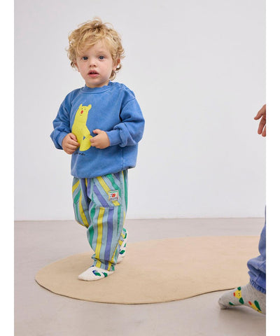 Bobo Choses Baby Multicolor Stripes Denim Pants Light Blue