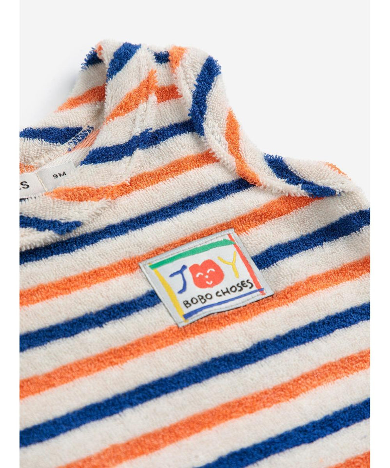 Bobo Choses Baby Smiling Striped Terry Cloth Tank Top Offwhite