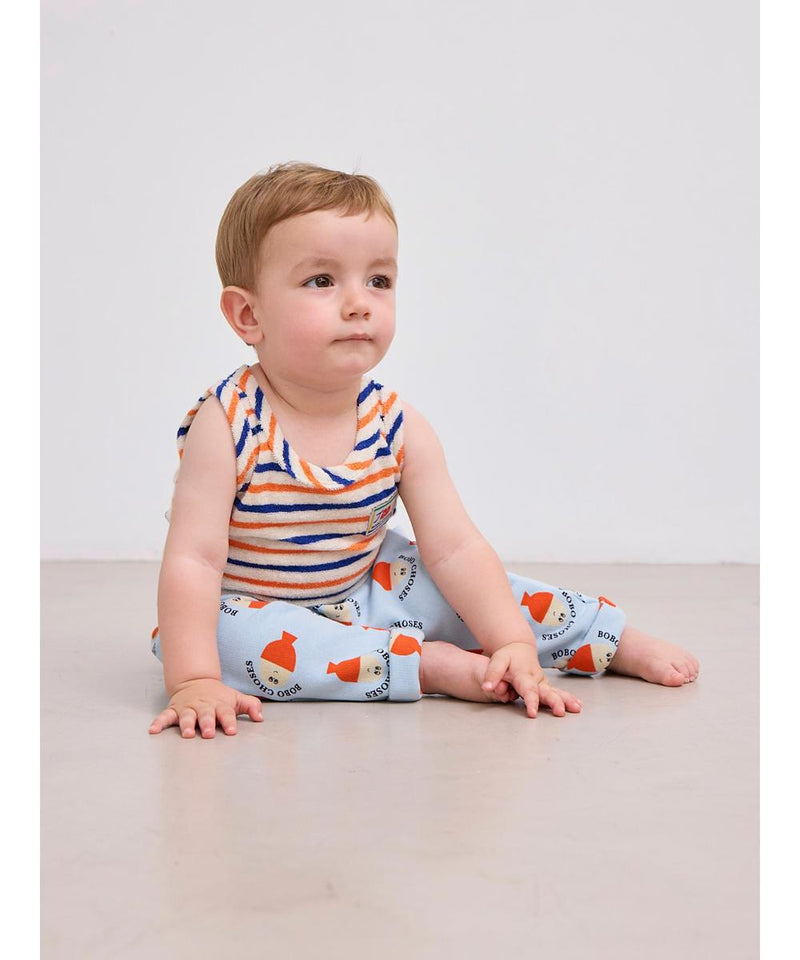 Bobo Choses Baby Smiling Striped Terry Cloth Tank Top Offwhite