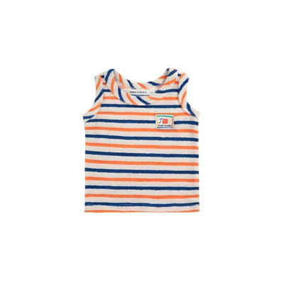 Bobo Choses Baby Smiling Striped Terry Cloth Tank Top Offwhite - Studio Play