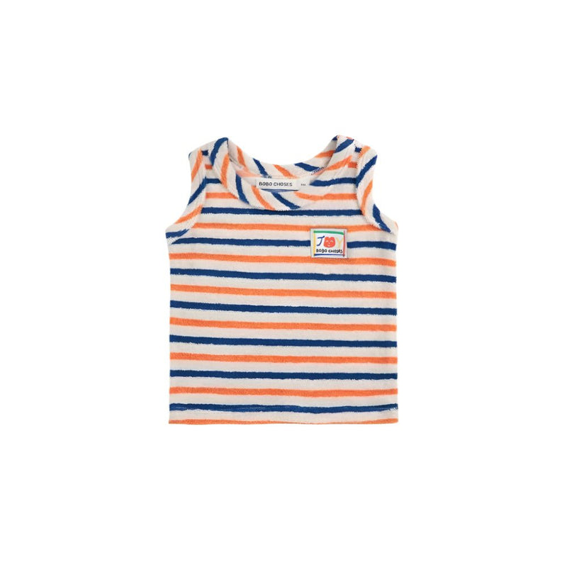Bobo Choses Baby Smiling Striped Terry Cloth Tank Top Offwhite - Studio Play