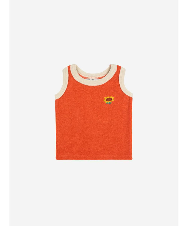 Bobo Choses Baby Sunflower Terry Cloth Tank Top Red