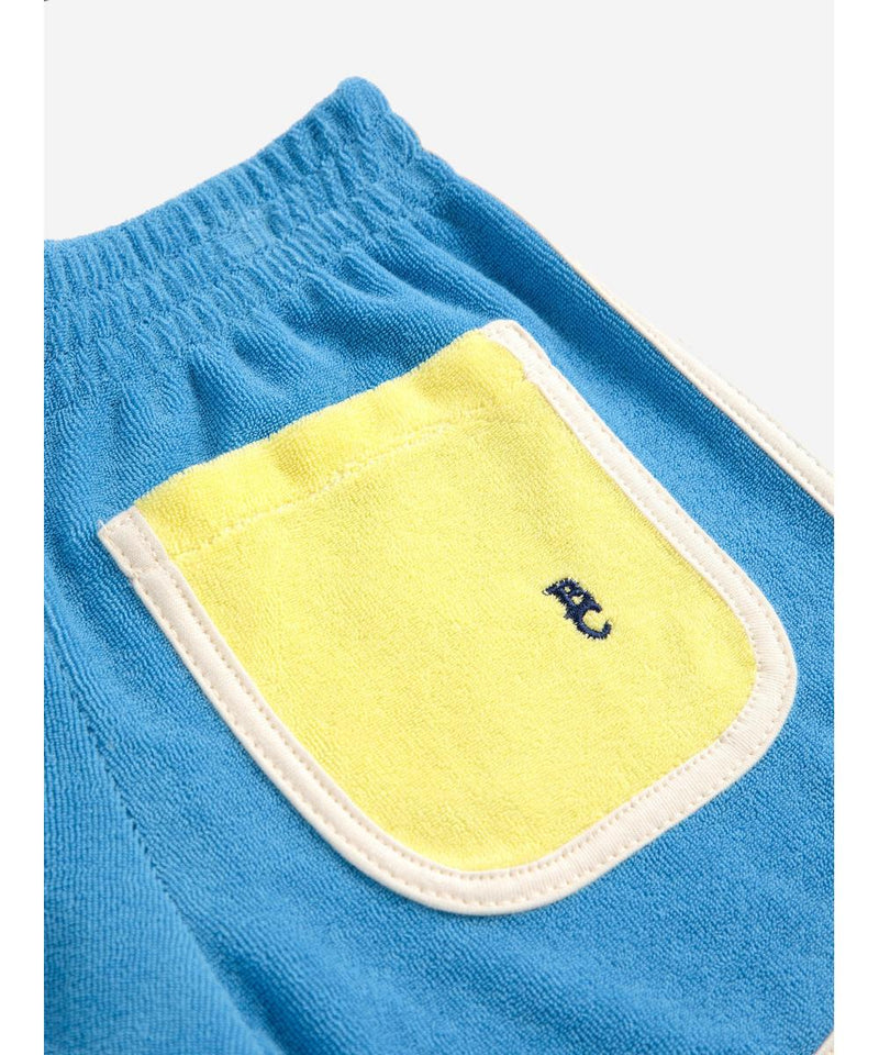 Bobo Choses Blue Color Block Terry Cloth Shorts