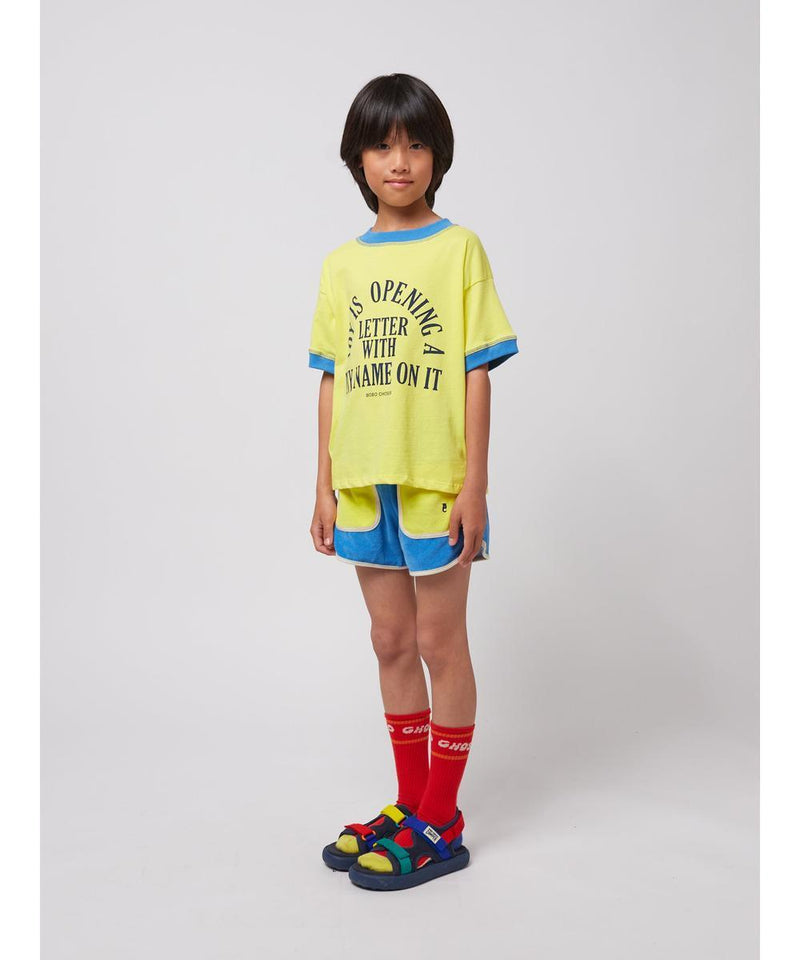 Bobo Choses Blue Color Block Terry Cloth Shorts