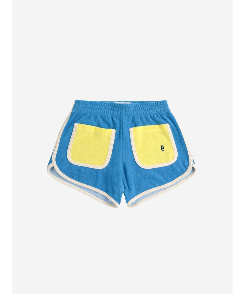 Bobo Choses Blue Color Block Terry Cloth Shorts