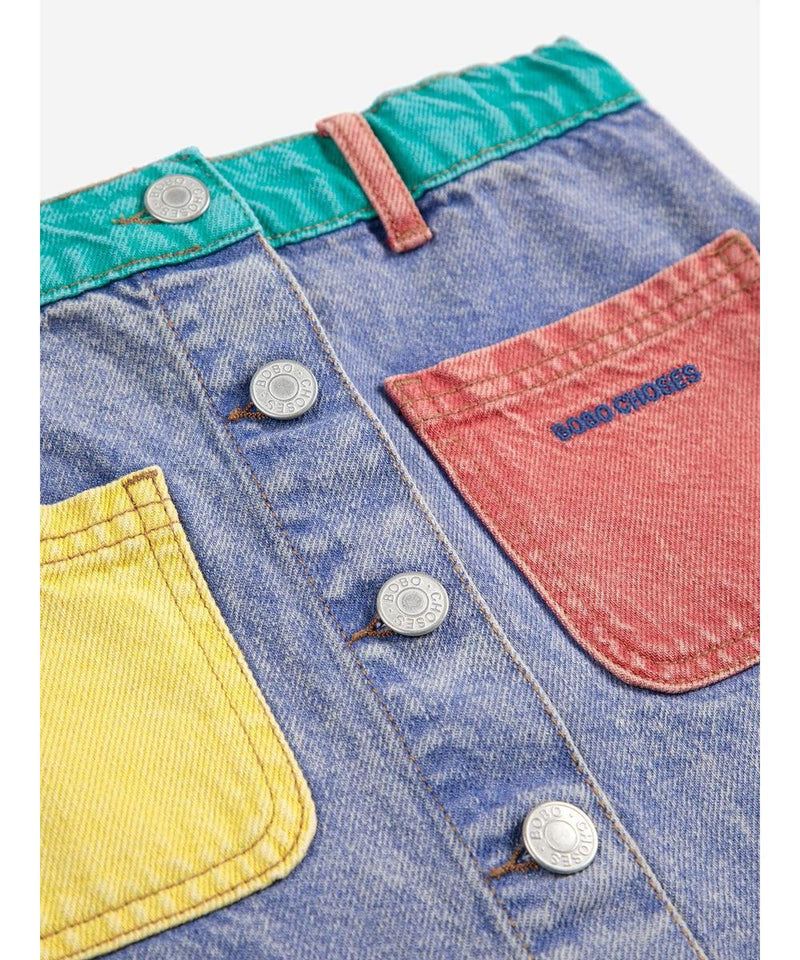 Bobo Choses Color Block Denim Skirt Multicolor