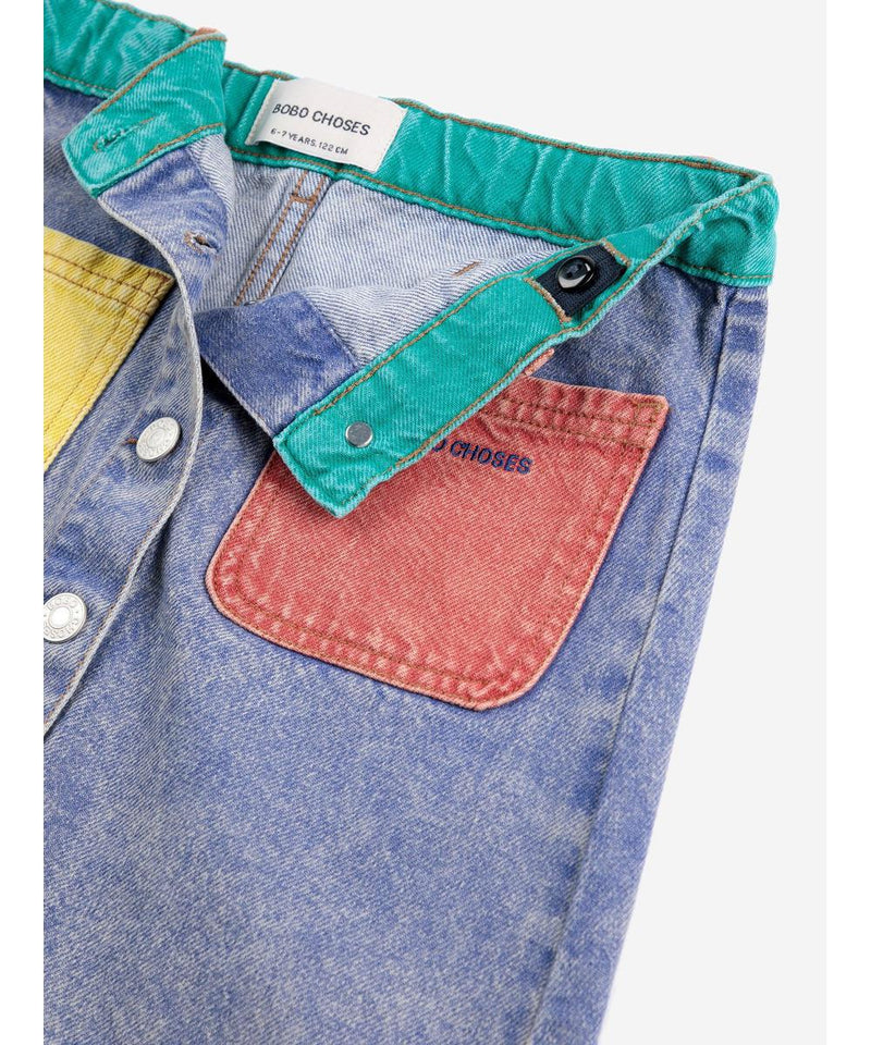 Bobo Choses Color Block Denim Skirt Multicolor
