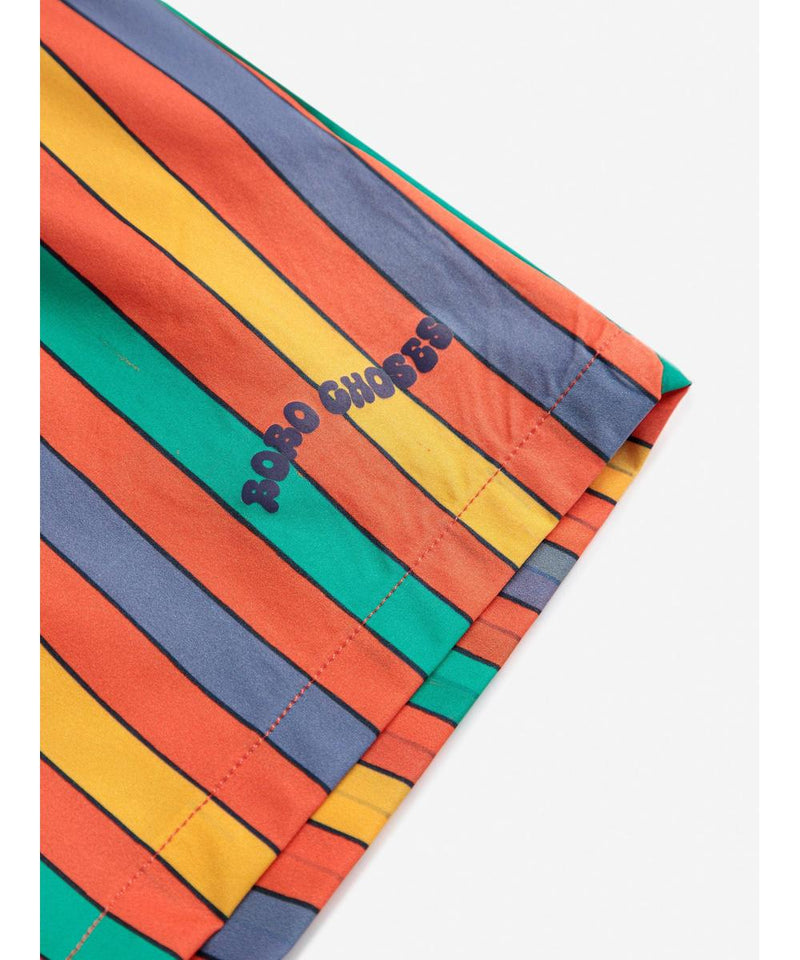 Bobo Choses Multicolor Stripes Swim Board Shorts Red