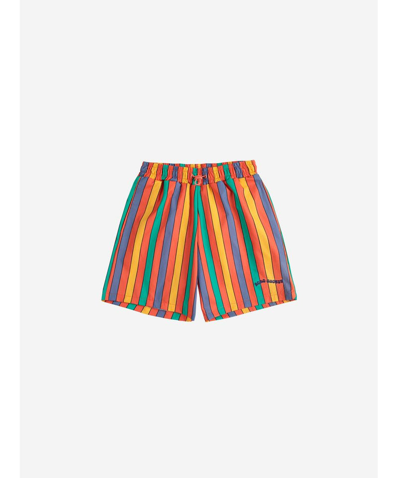 Bobo Choses Multicolor Stripes Swim Board Shorts Red