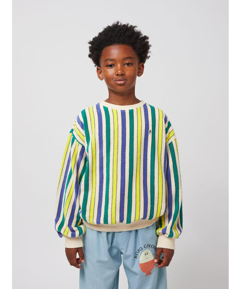 Bobo Choses Multicolor Stripes Terry Cloth Sweatshirt Offwhite