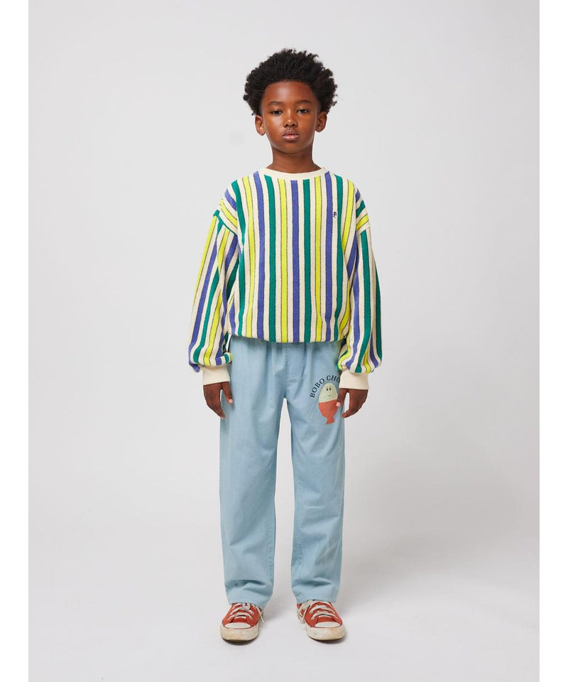 Bobo Choses Multicolor Stripes Terry Cloth Sweatshirt Offwhite