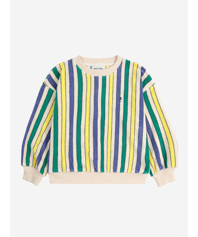 Bobo Choses Multicolor Stripes Terry Cloth Sweatshirt Offwhite
