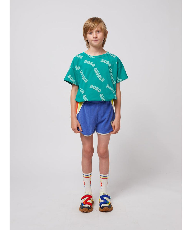 Bobo Choses Smiling Color Block Terry Cloth Shorts Blue