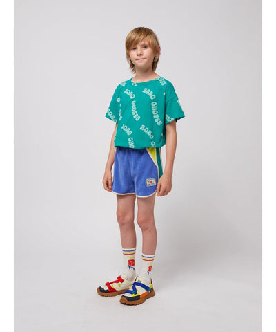 Bobo Choses Smiling Color Block Terry Cloth Shorts Blue