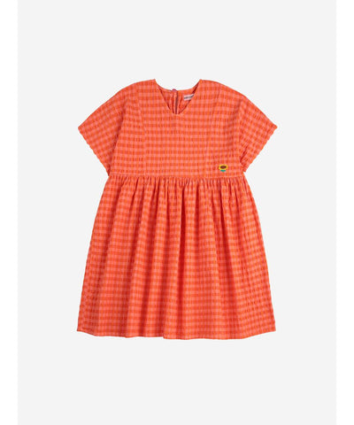 Bobo Choses Vichy Woven Dress Coral