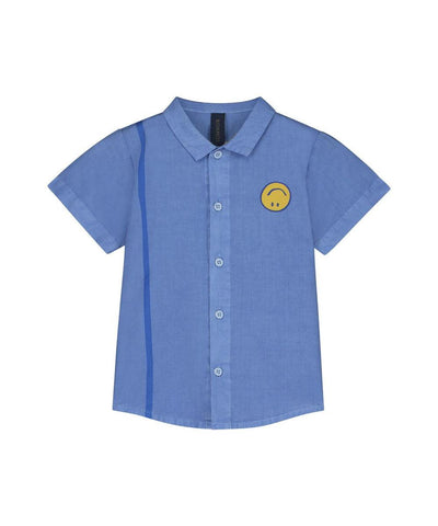 Bonmot Shirt Smiley And Side Stripe Mid Blue