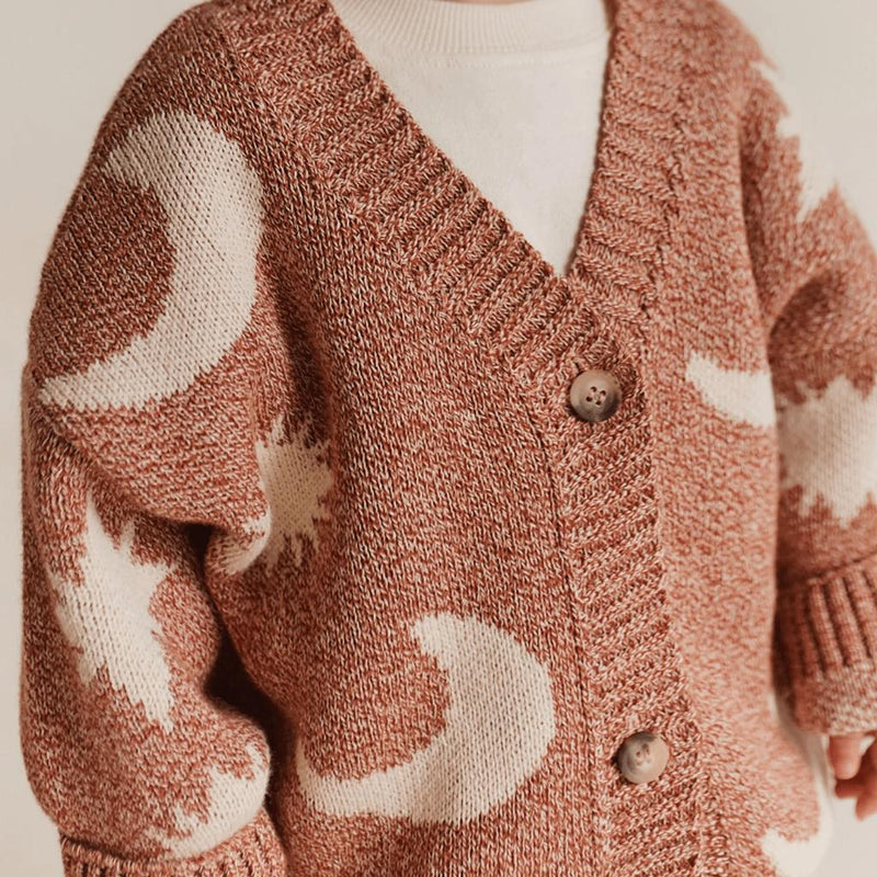 Claude & Co BABY Cozmo Russet Moon Star Knit Cardigan