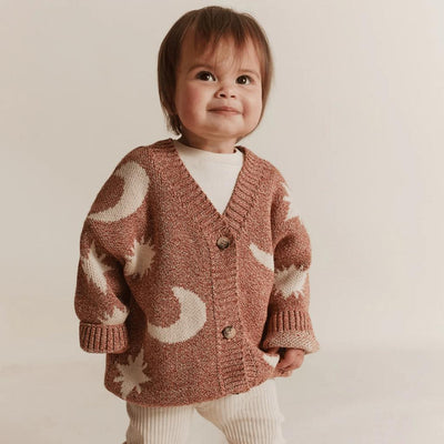 Claude & Co BABY Cozmo Russet Moon Star Knit Cardigan