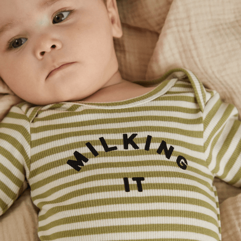 Claude & Co BABY Milking It Stripe Bodysuit - Studio Play