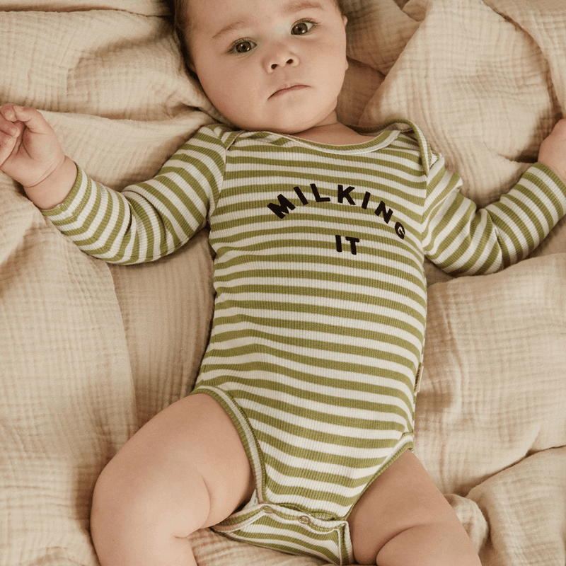 Claude & Co BABY Milking It Stripe Bodysuit - Studio Play
